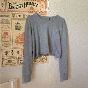 cropped gray sweatshirt